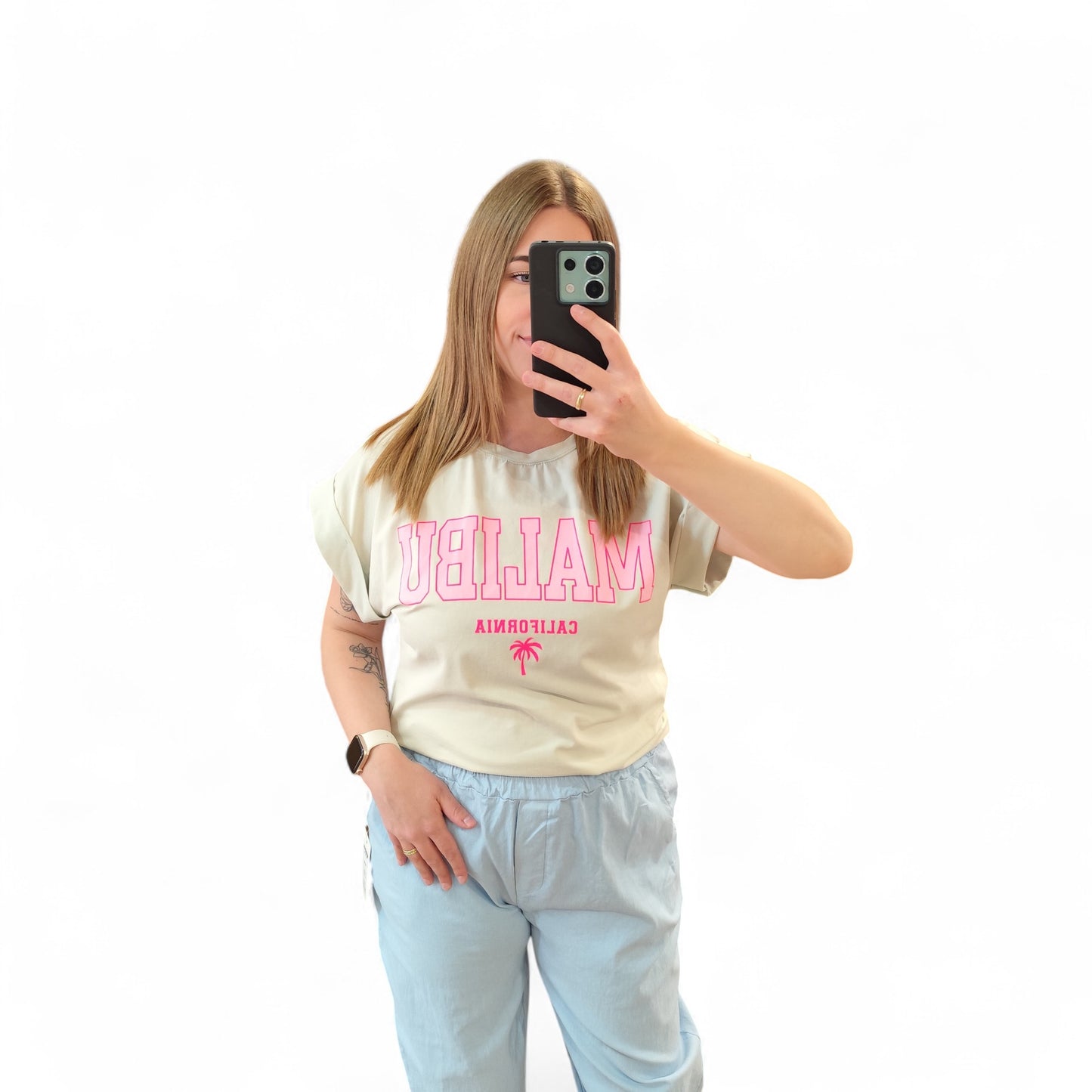 T-Shirt mit Aufdruck in Hellgrün