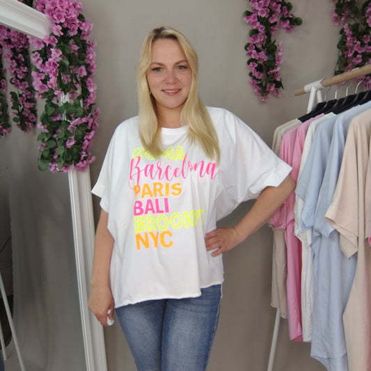 T-Shirt mit Aufdruck in Weiß