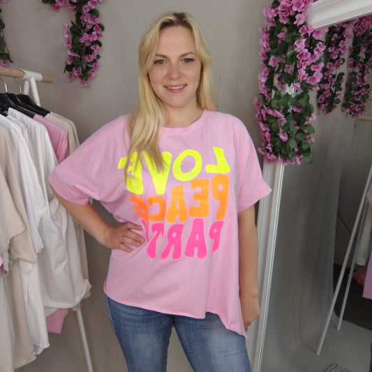 T-Shirt mit Aufdruck in Rosa