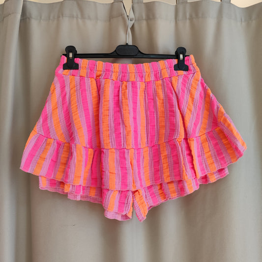Gestreifter Musselin Hosenrock in Orange-Pink-Rosa