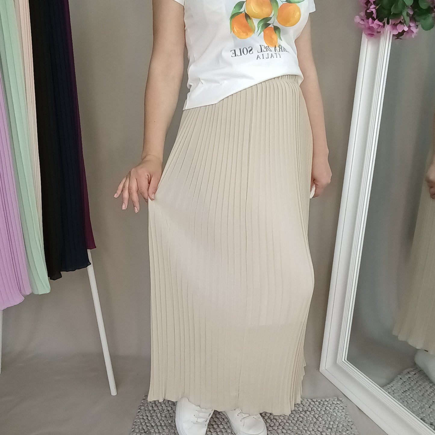 Plisseerock in Beige