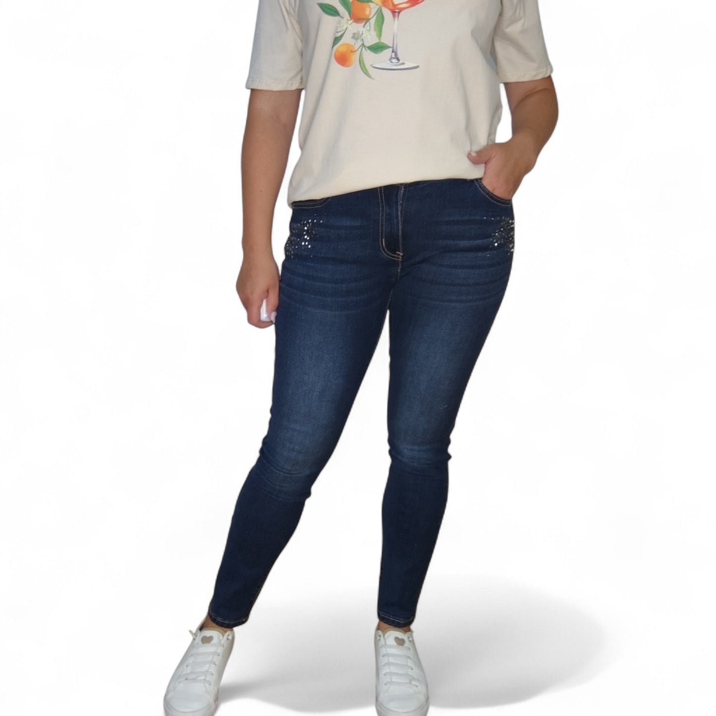 Jeans mit Strassbesatz