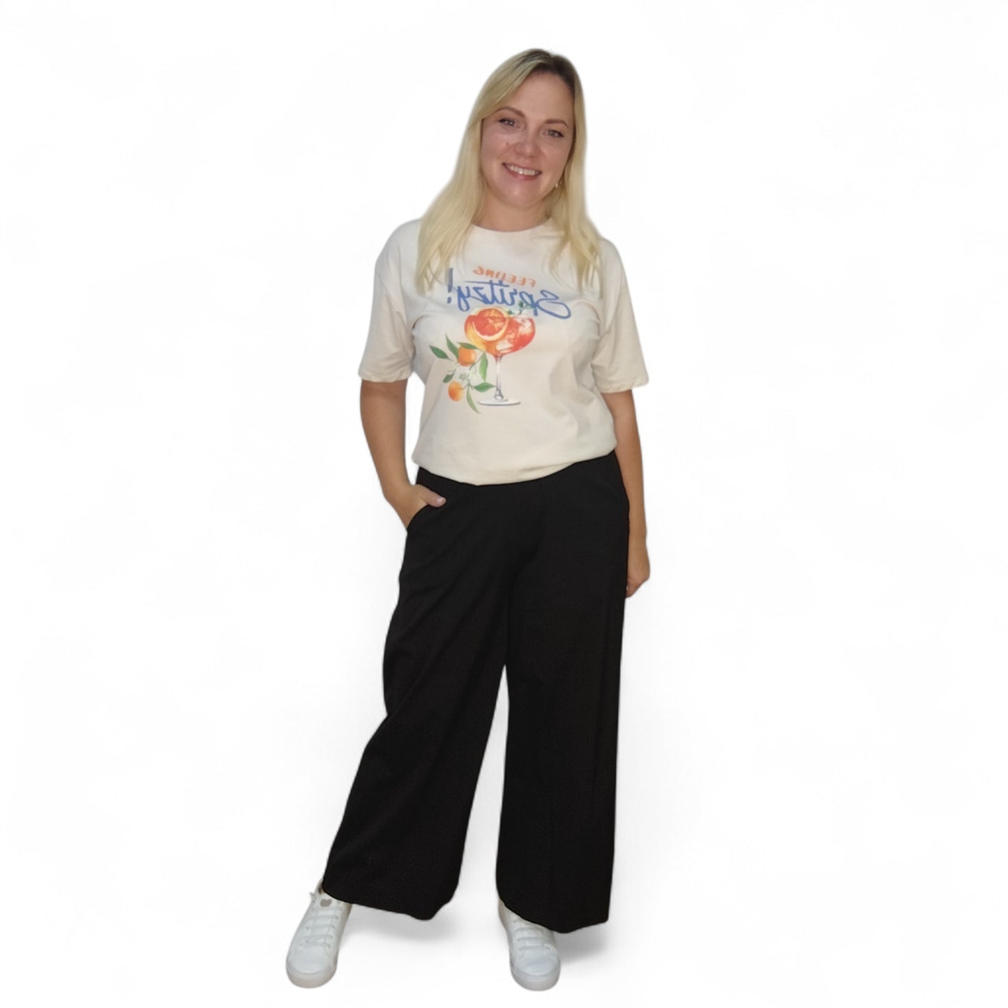 Weite Stoffhose in Schwarz