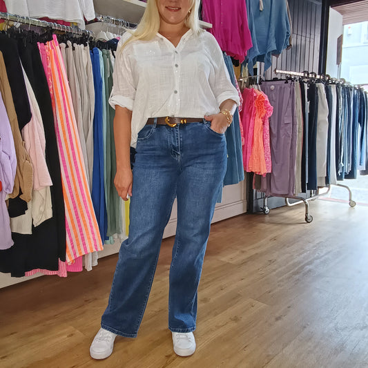 Wide Leg Jeans mit Gürtel