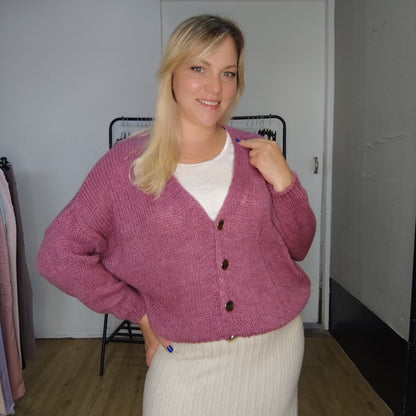 Strickjacke "Steff" in Himbeerrosa