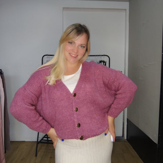 Strickjacke "Steff" in Himbeerrosa