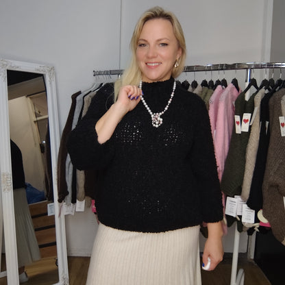 Bouclépullover "Josy" in Schwarz