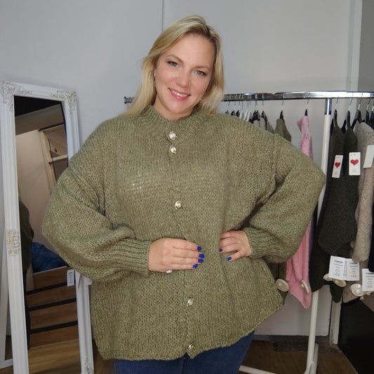 Strickjacke "Anni" in Olivgrün