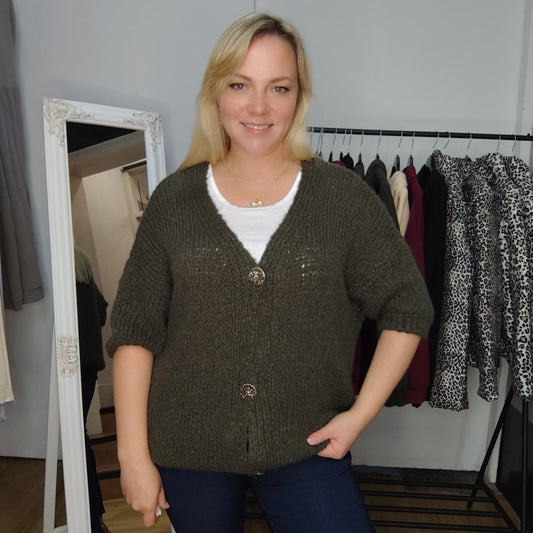 Strickjacke "Cora" in Olivgrün