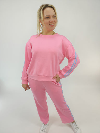 Zweiteiler "Alice" mit Streifen pink