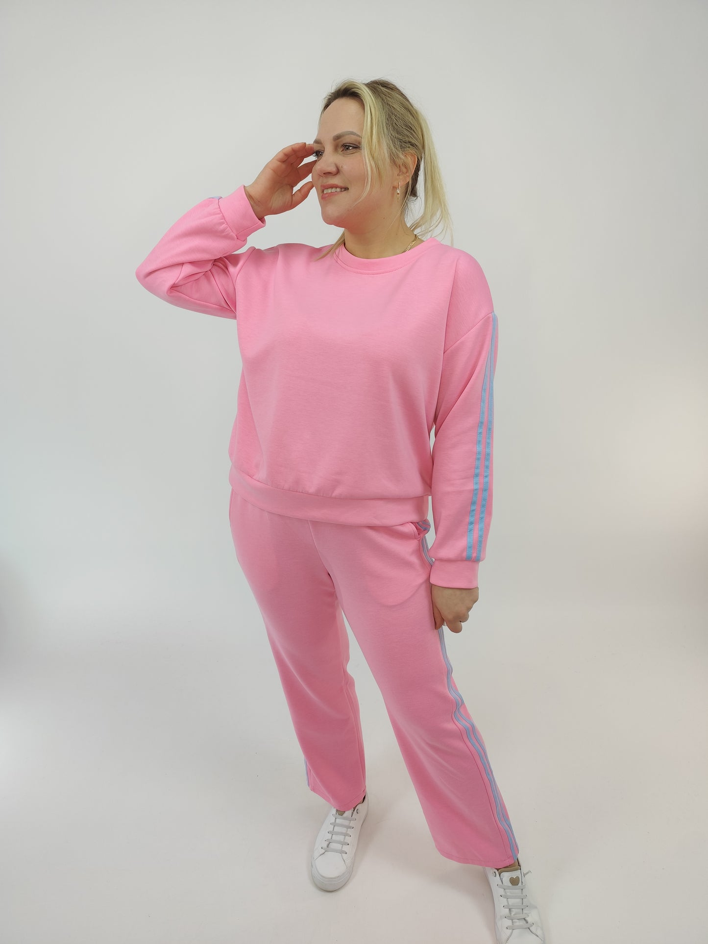 Zweiteiler "Alice" mit Streifen pink