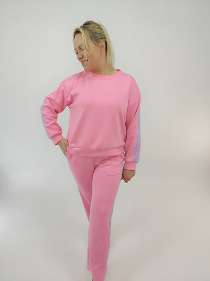 Zweiteiler "Alice" mit Streifen pink