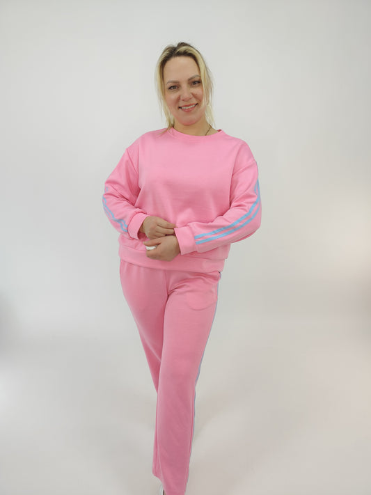 Zweiteiler "Alice" mit Streifen pink