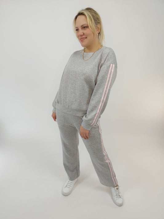 Zweiteiler "Alice" mit Streifen grau