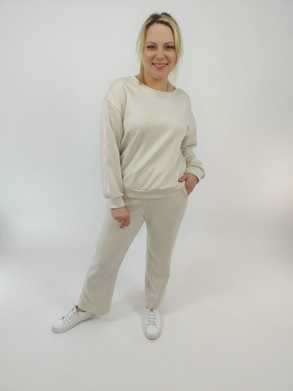Zweiteiler "Alice" mit Streifen beige