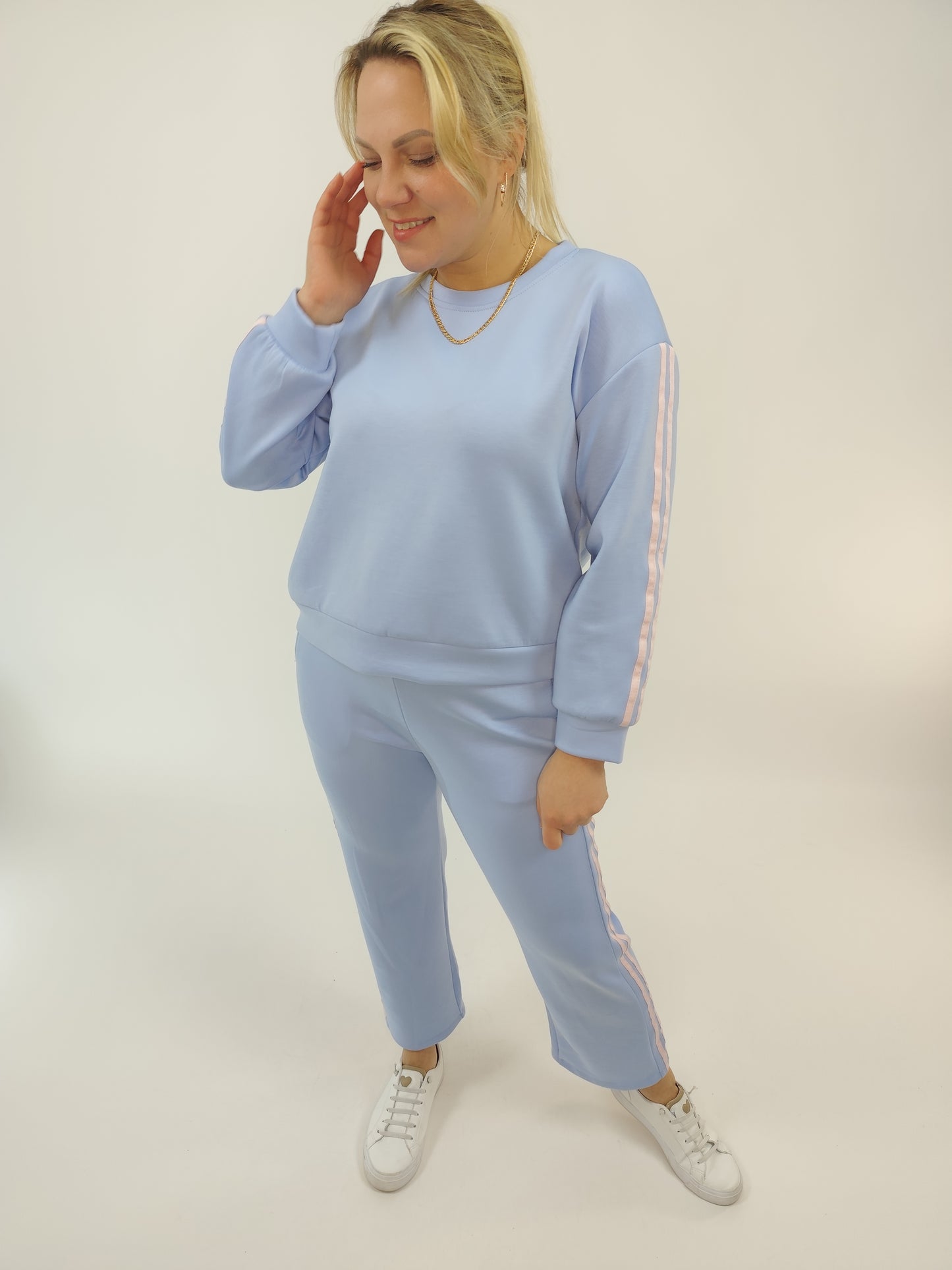 Zweiteiler "Alice" mit Streifen hellblau