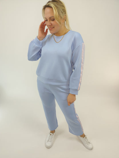 Zweiteiler "Alice" mit Streifen hellblau