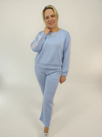 Zweiteiler "Alice" mit Streifen hellblau