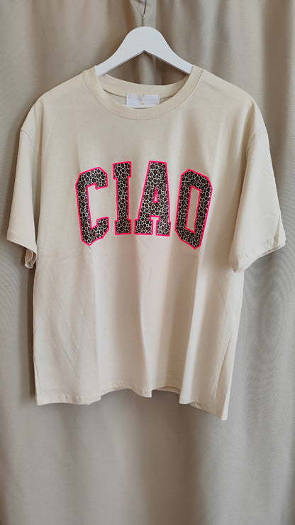 T-Shirt Ciao Neon Leo Beige