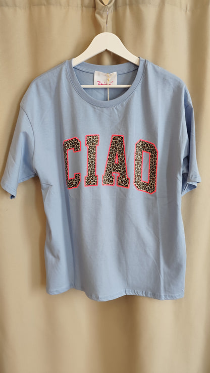 T-Shirt Ciao Neon Leo Hellblau