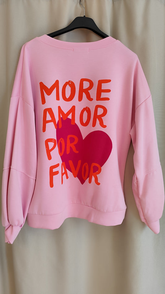 Butterstoff Sweatshirt More Amore Rosa