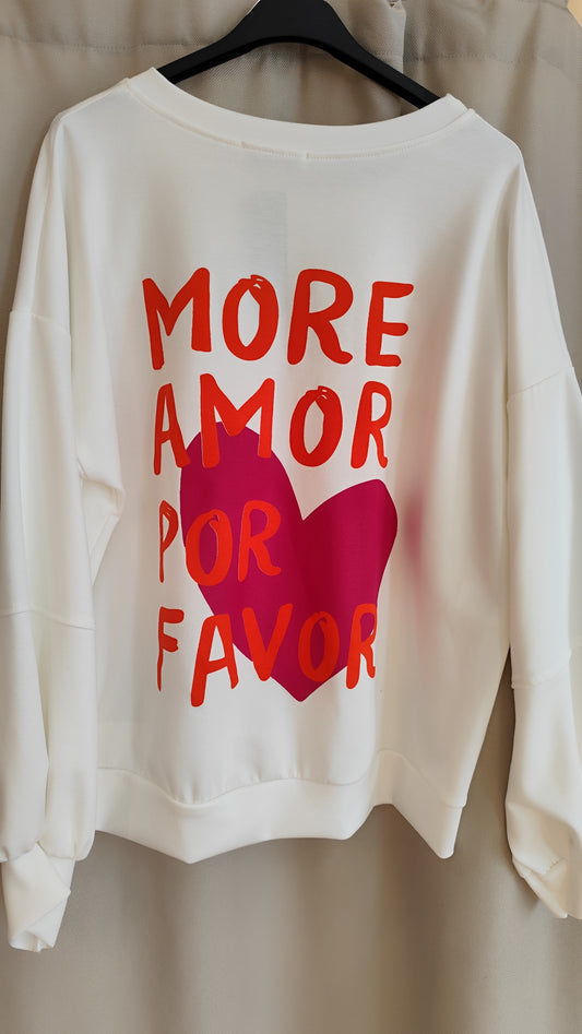 Butterstoff Sweatshirt More Amore Weiß