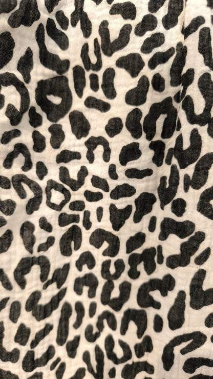 Musselin Hose Schwarz Weiß Leo
