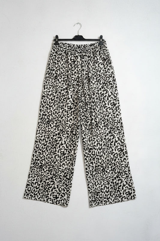 Musselin Hose Schwarz Weiß Leo