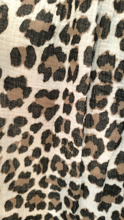 Musselin Hose Schwarz Beige Weiß Leo