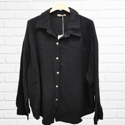 Musselin Bluse in Schwarz