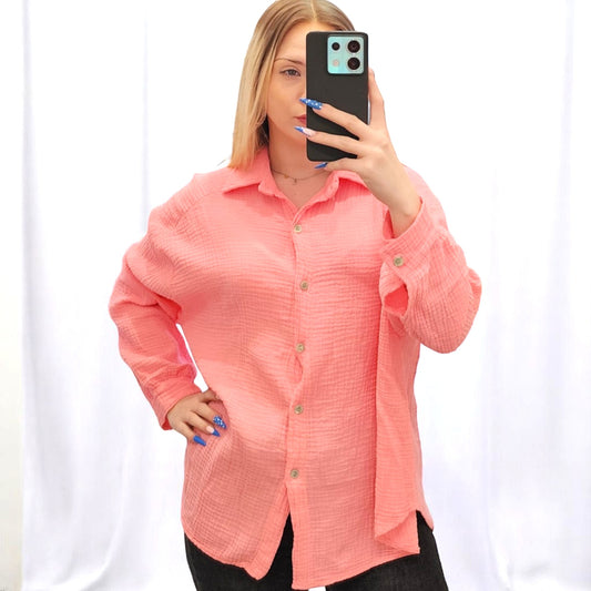 Musselin Bluse in Rosa