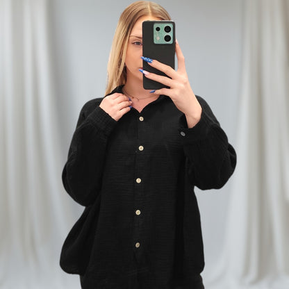 Musselin Bluse in Schwarz