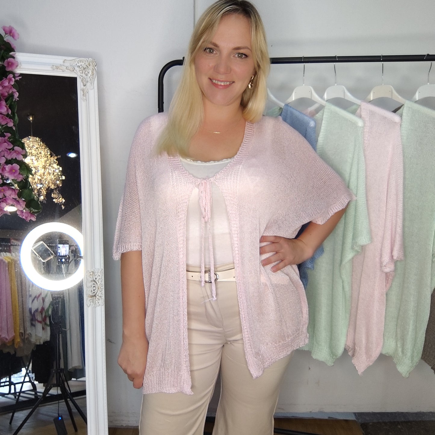 Feinstrickjacke in Rosa