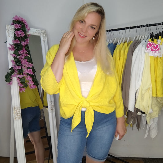 Musselin Bindejacke in Gelb