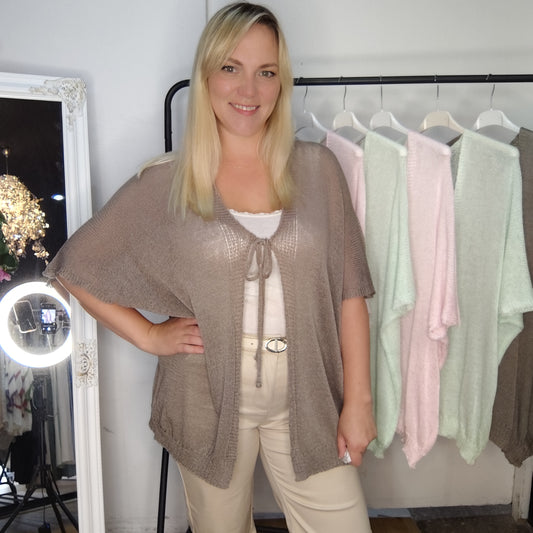 Feinstrickjacke in Braun